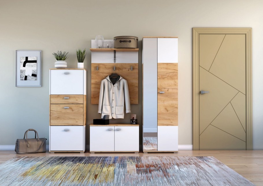 Прихожая дуб крафт золотой белый