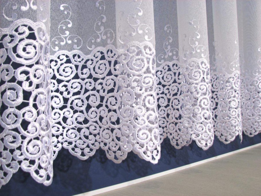 Тюль с гипюром и вышивкой