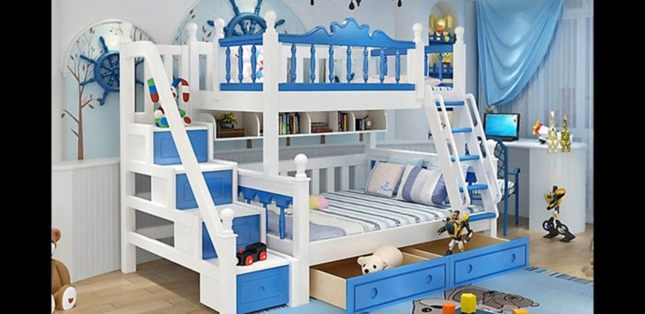 Двухъярусная кровать для детей с горкой