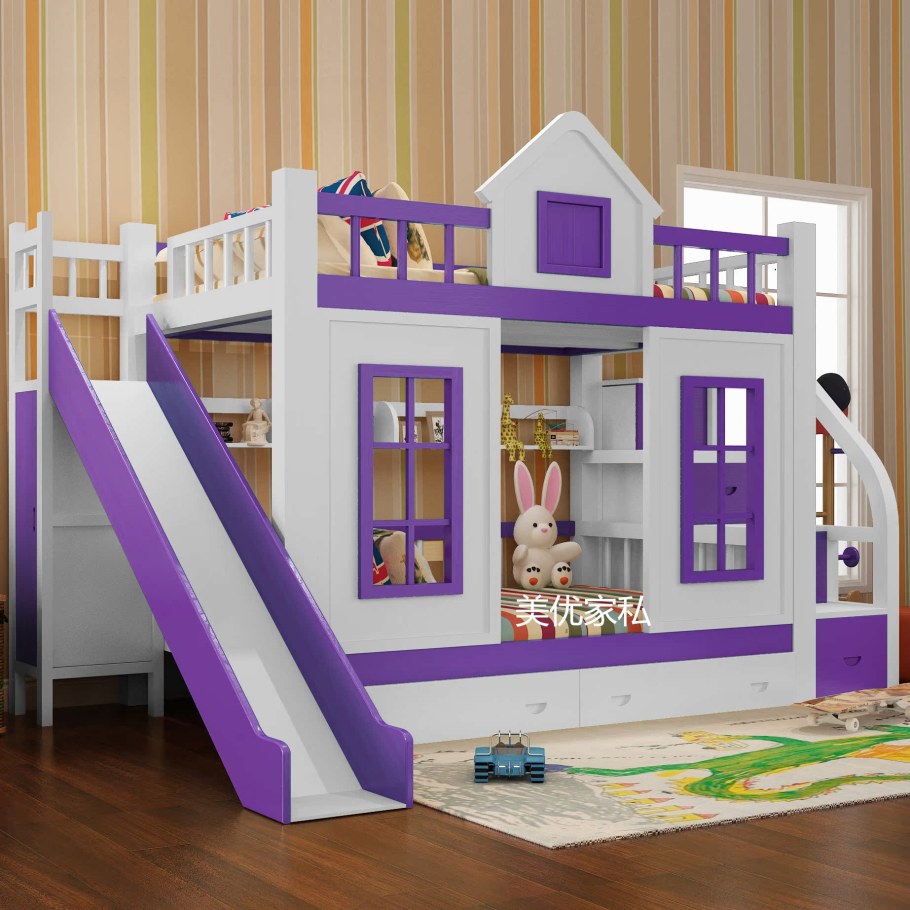 Детская кровать домик с горкой
