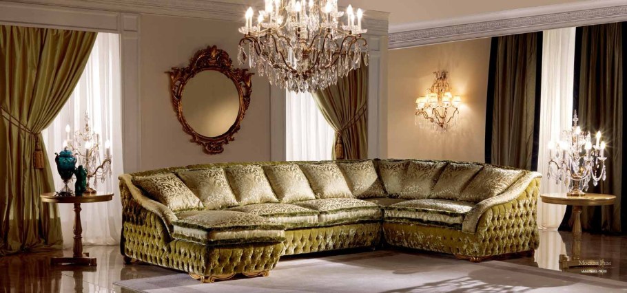 Диван угловой классический с бахромой