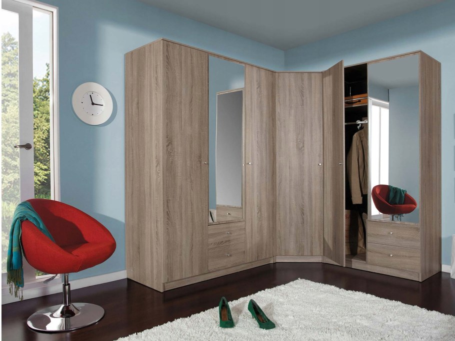 Угловой шкаф дуб сонома с зеркалом