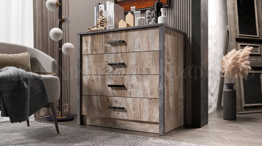 Комод Амели дуб Юкон, бетон