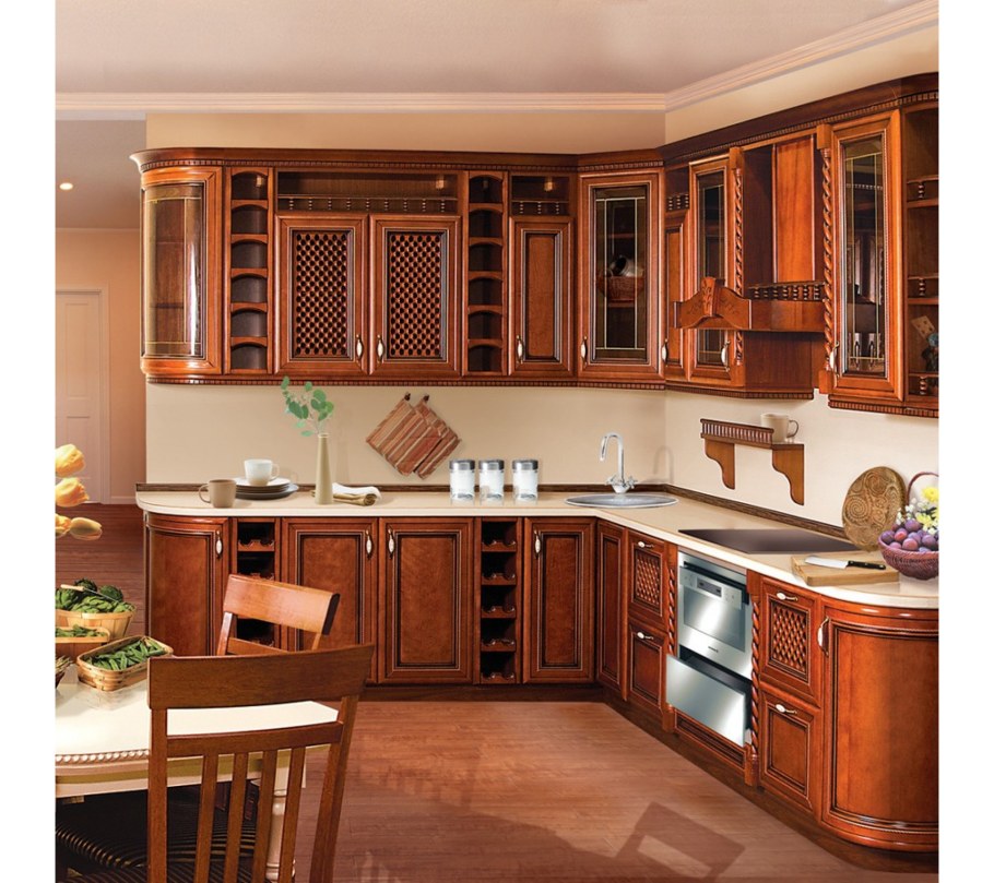 Кухня из массива дерево вишня