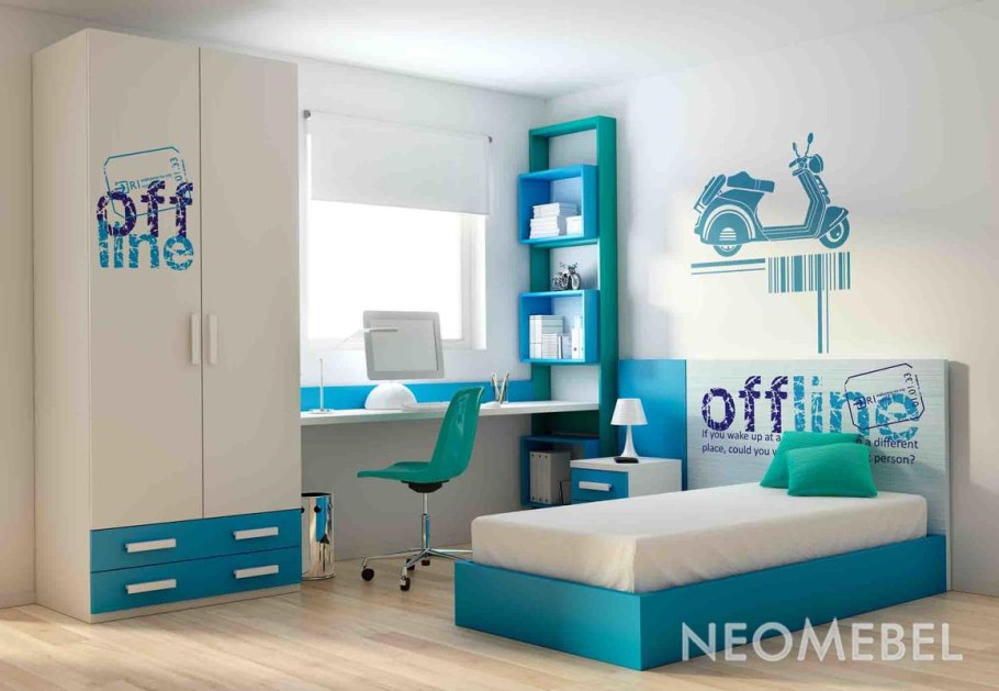 Бирюзовая детская комната для подростка