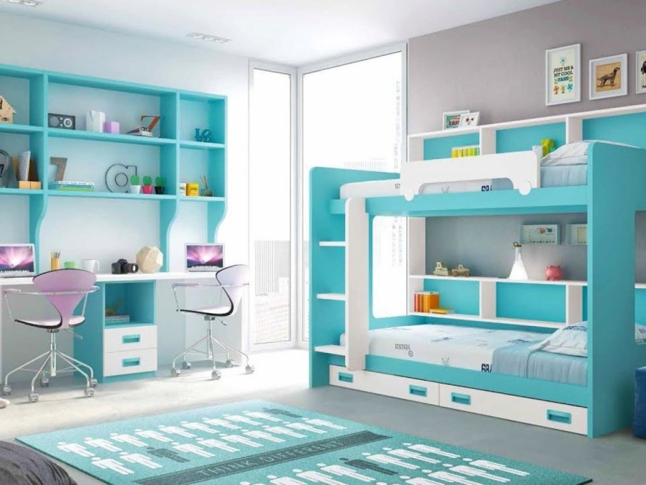 Бирюзовая мебель в детской