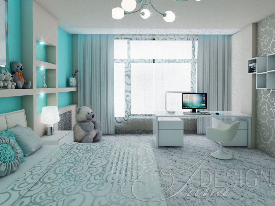 Голубая спальня для девочки подростка