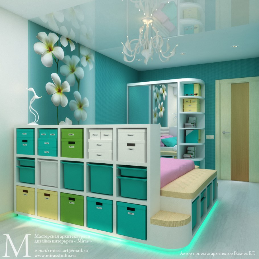 Детская комната в бирюзовом цвете