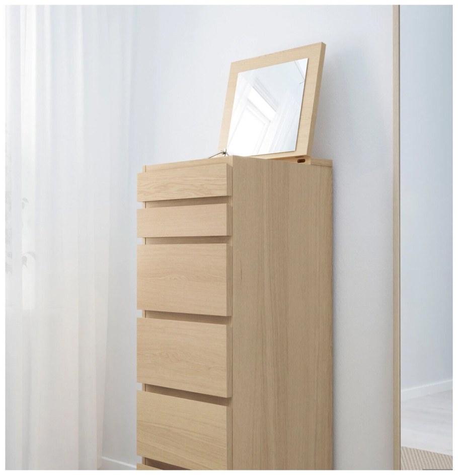 МАЛЬМ комод с 6 ящиками, дубовый шпон