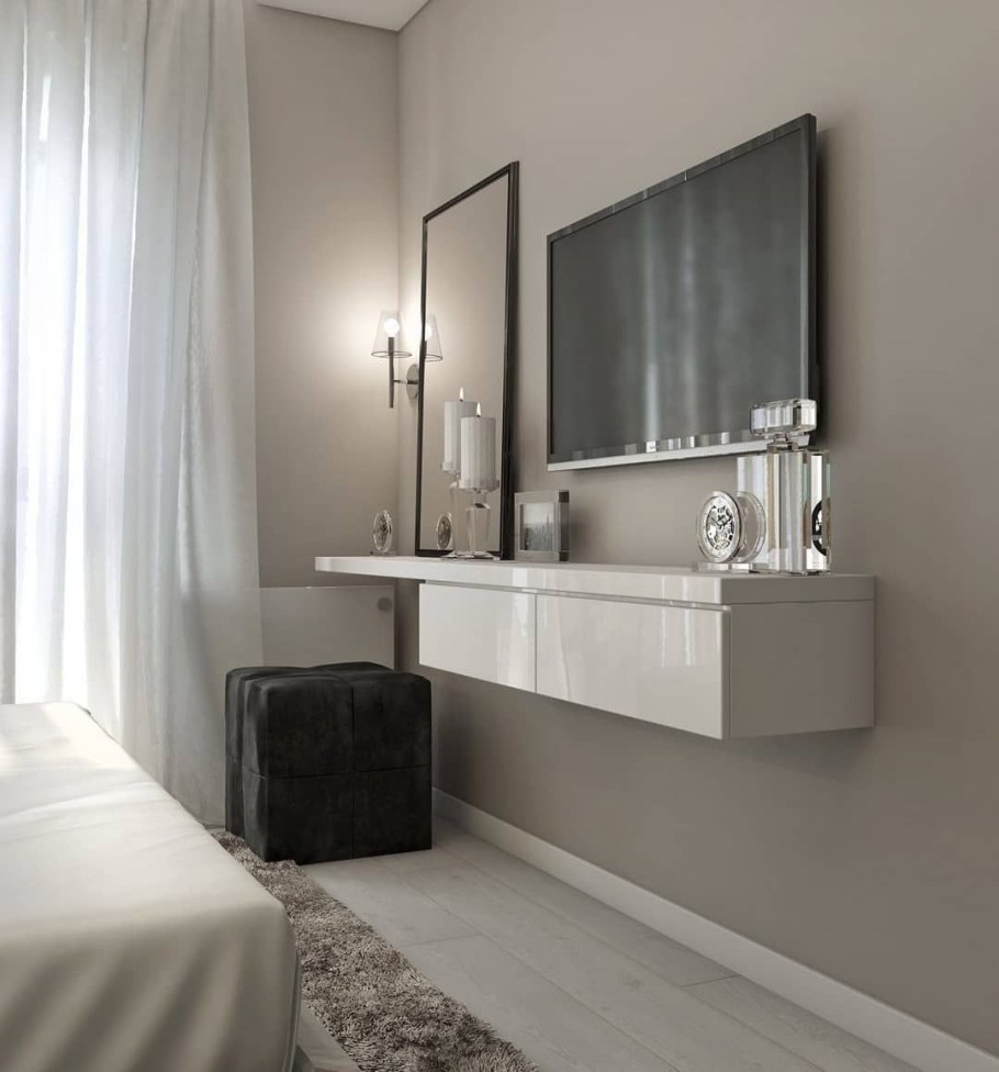 Подвесные тумбы в спальню с туалетным столиком