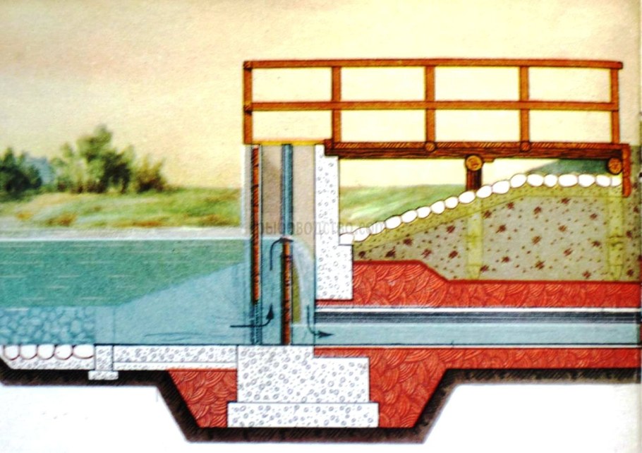 Донный водоспуск монах пруда