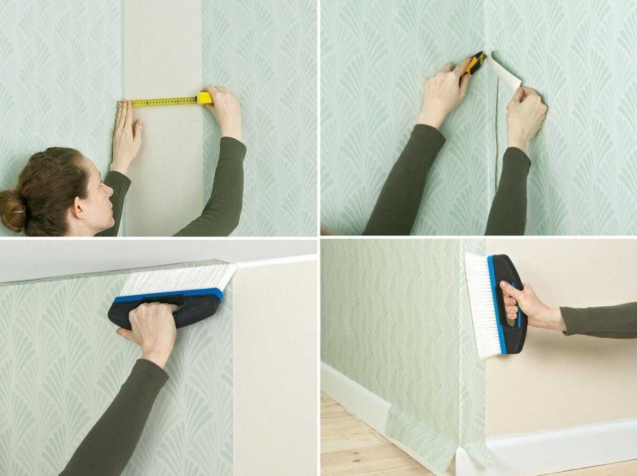 Наклеивание обоев на стены