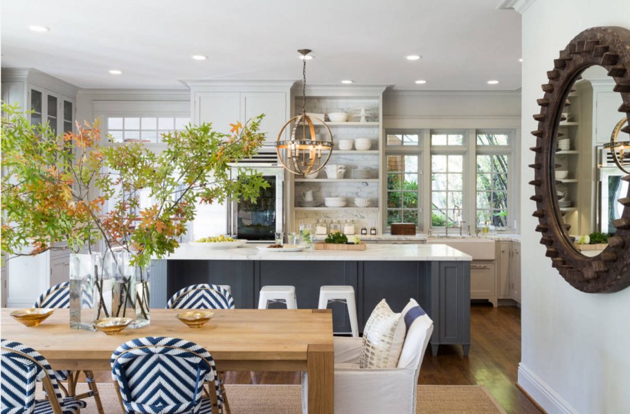 Кухня гостиная в морском стиле