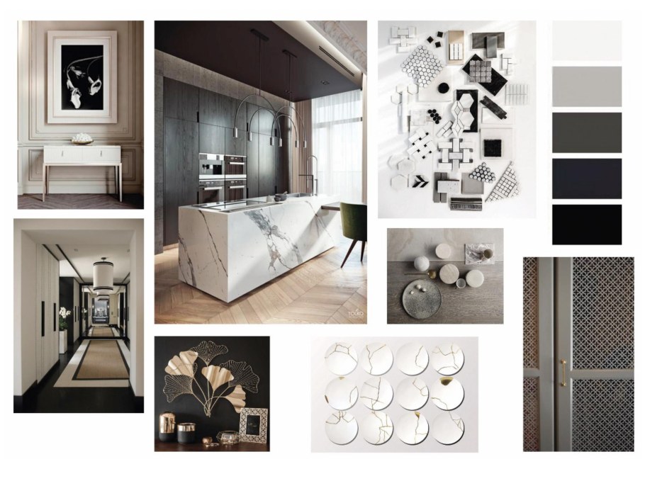 Коллаж интерьера в стиле арт деко