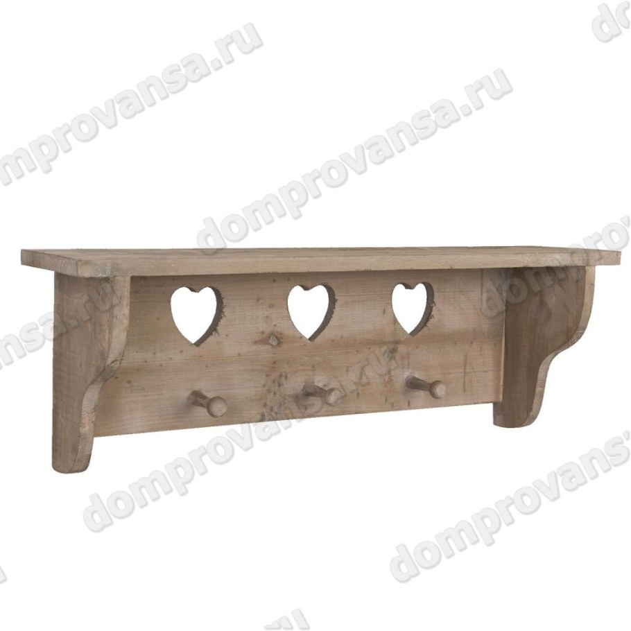 Полка с крючками деревянная