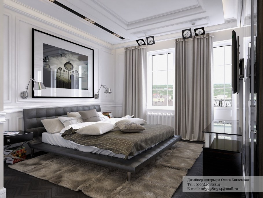 Спальня с гардеробной в современной классике