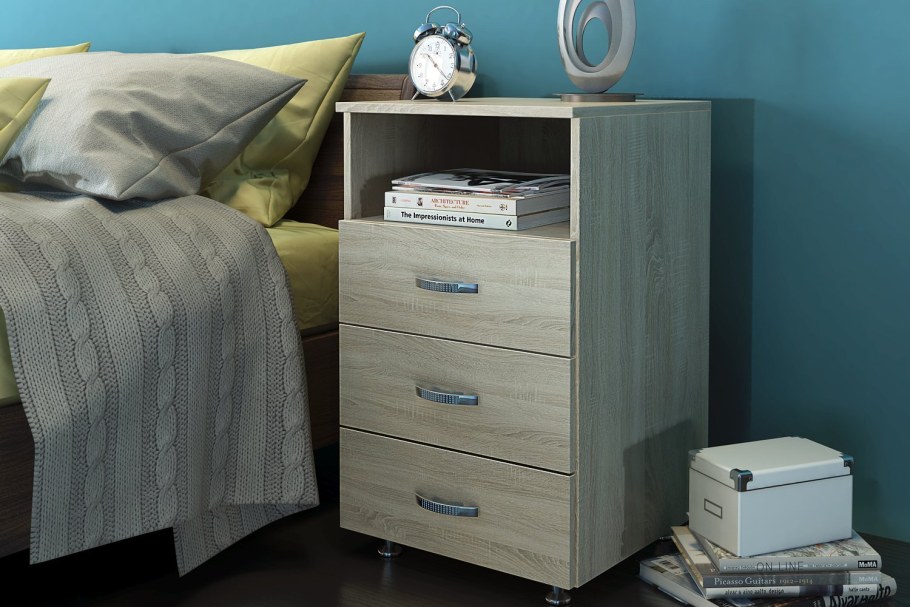 Прикроватная тумбочка тумба "Альба-3" дуб сонома