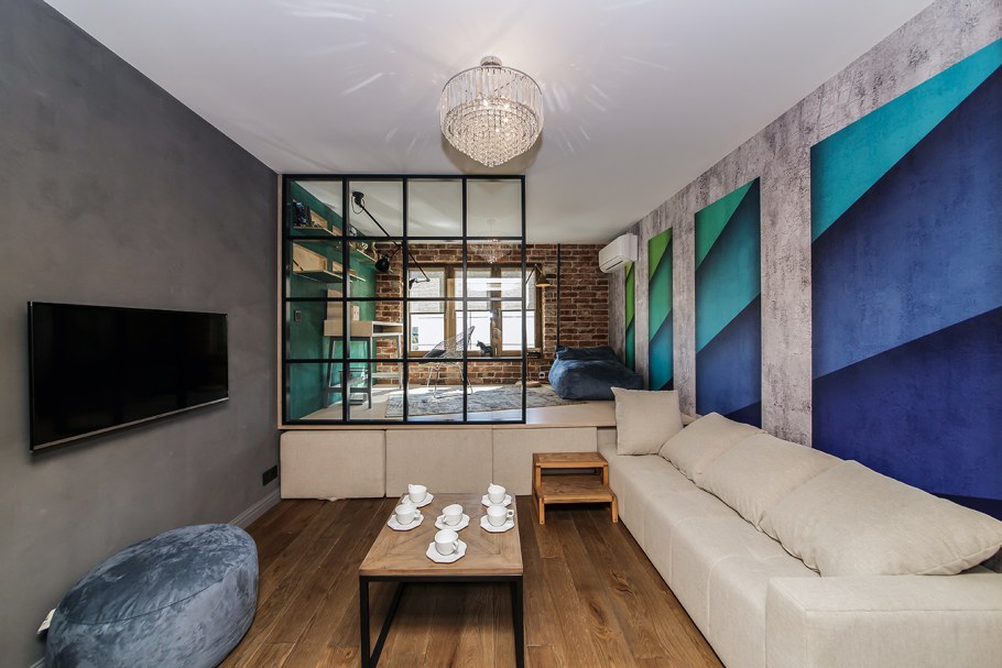 Зонирование комнаты в стиле лофт 16кв метров