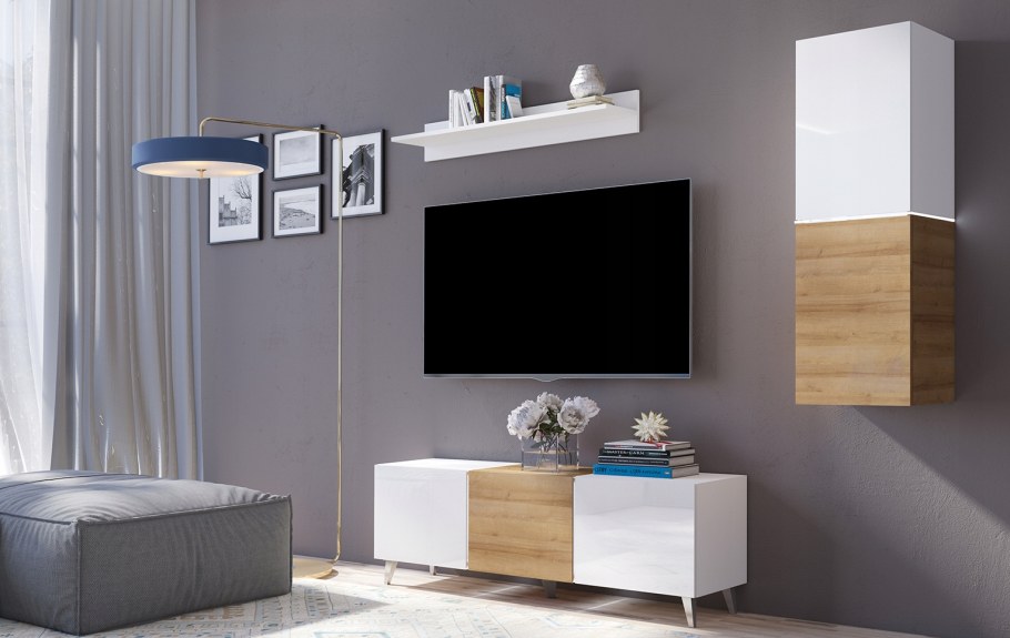 Домино стенка для гостиной глянец белый