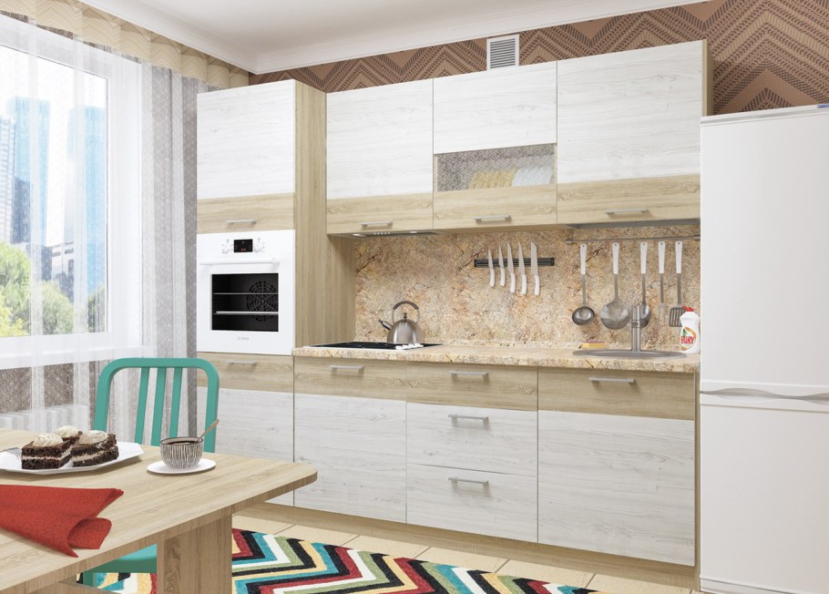 Деми кухня белый/дуб сонома/серебро r5