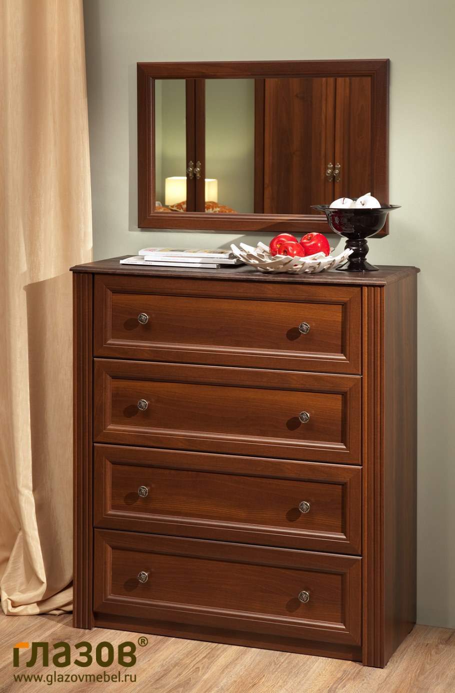 Комод 1 Montpellier Глазов, орех шоколадный