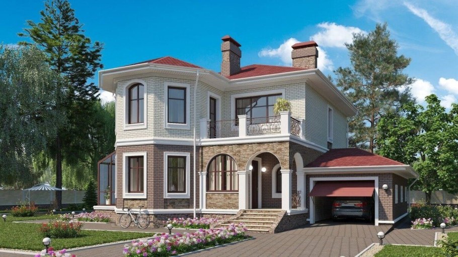 Красивые двухэтажные коттеджи