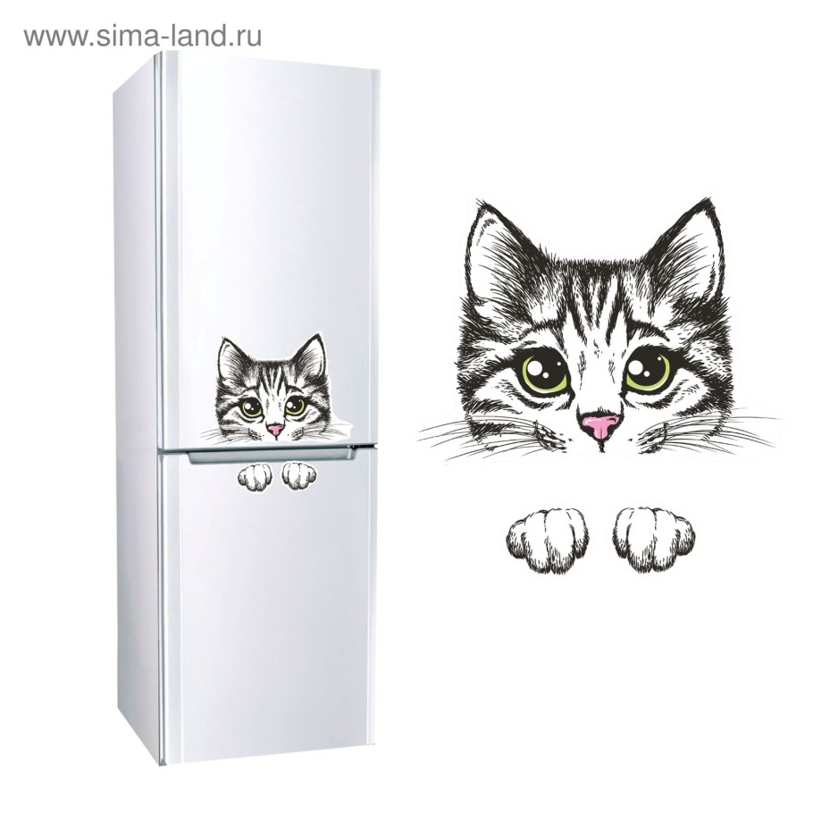 Наклейка на холодильник кот