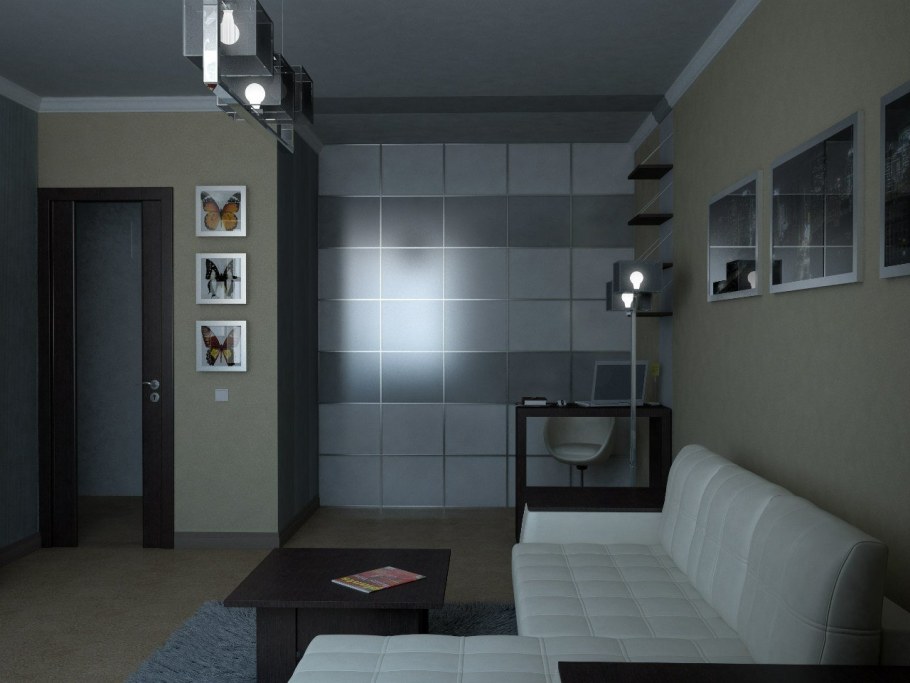 Интерьер однокомнатной квартиры 35 м2 с нишей