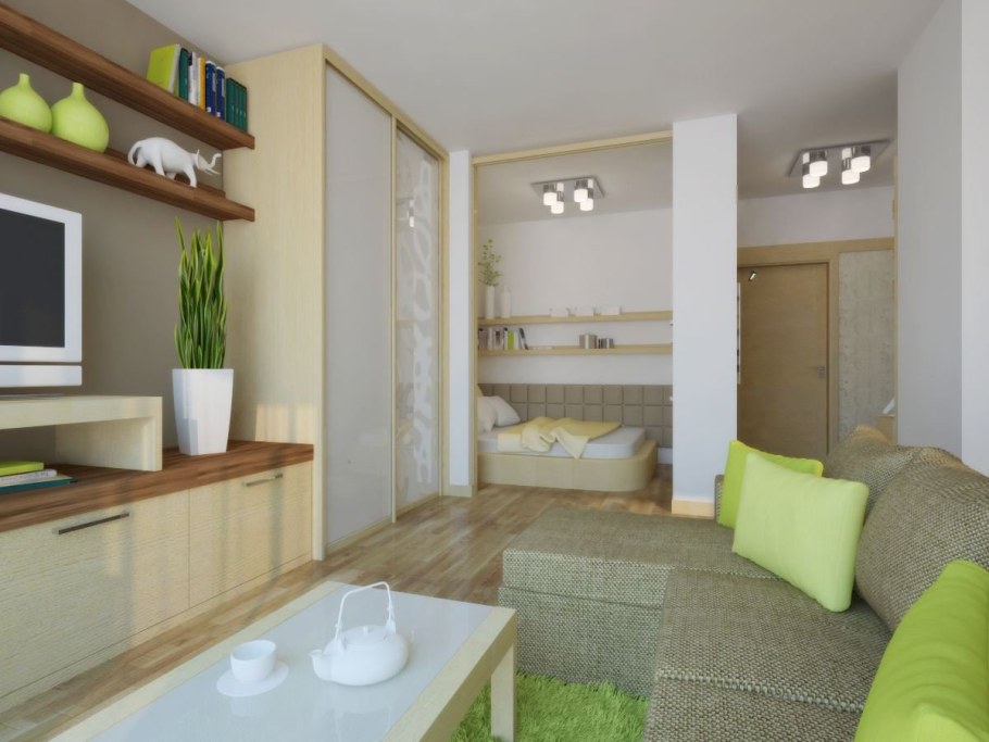 Гостиная в хрущевке с нишей