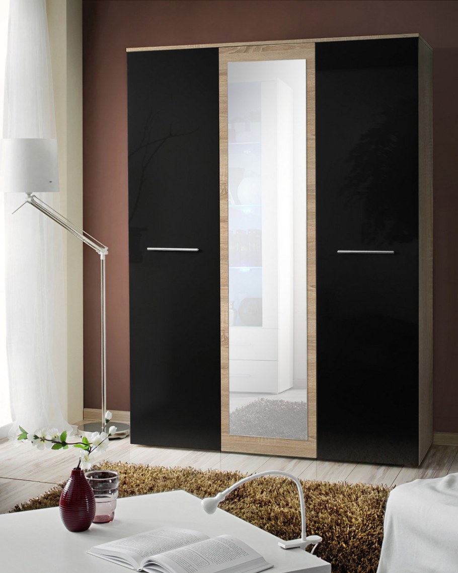 Hoff шкаф трехдверный белый дуб сонома