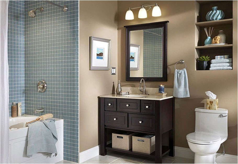 Ванные комнаты краска и плитка