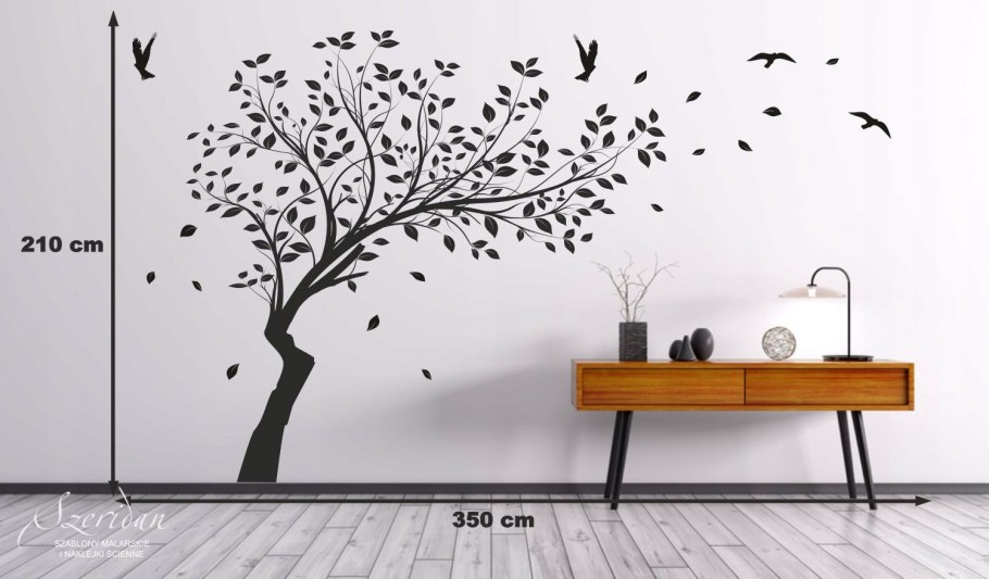 Трафареты для стен дерево крупное