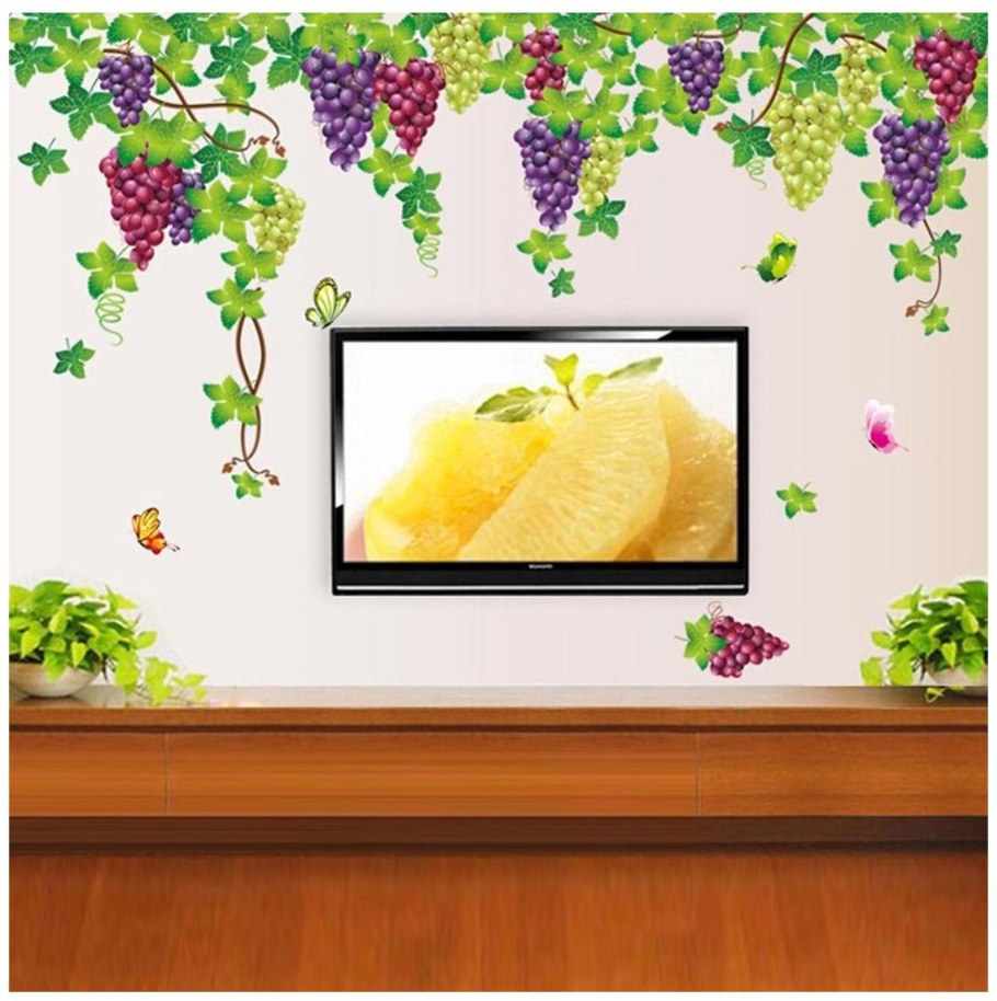 Наклейка на стену грозди винограда