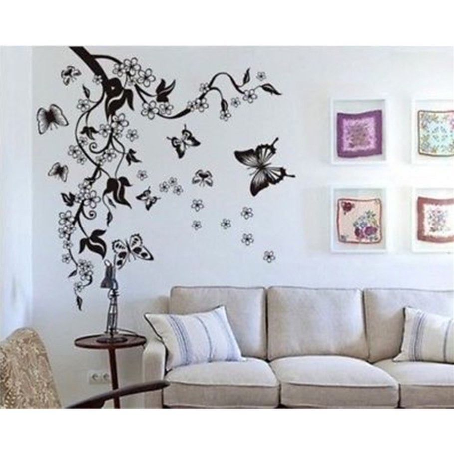 Наклейки на стену цветы и бабочки