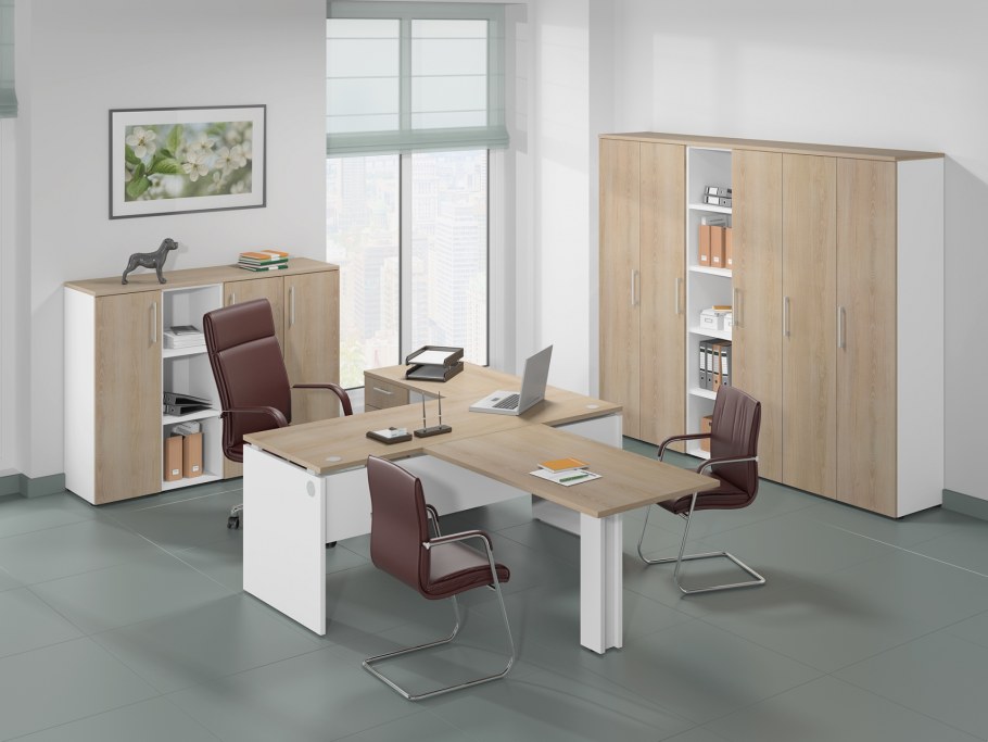 Офисная мебель дуб Шамони светлый