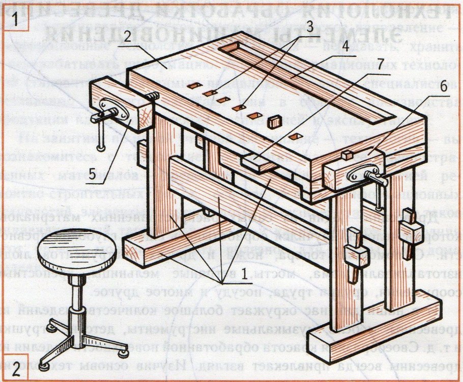 Чертёж столярного верстака 5 класс