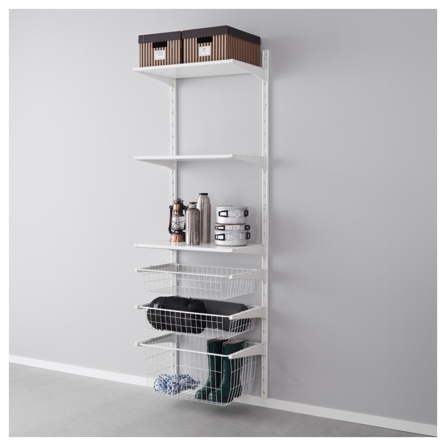 Стеллаж Algot ikea с корзиной