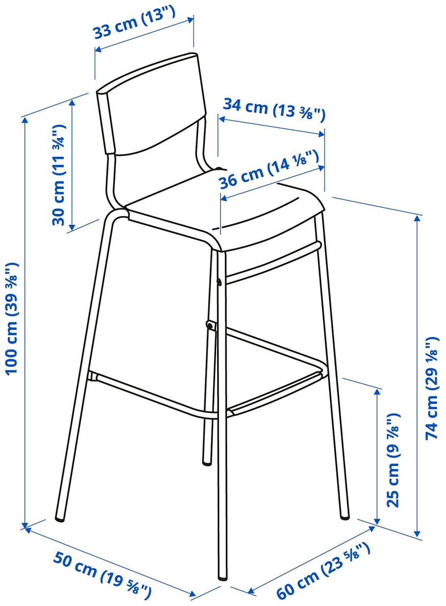 Габариты барного стула икеа