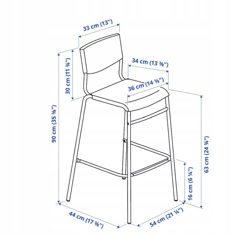 Stig Стиг стул барный черный/черный 63 см