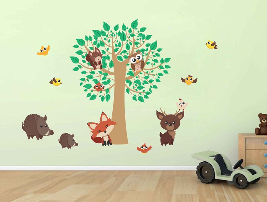 Лесные звери наклейки виниловые