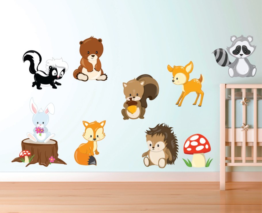 Современные стены в детском саду животные леса