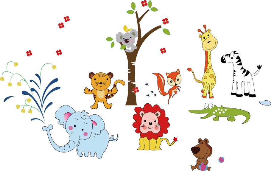 Виниловые наклейки на стену зверушки маленькие