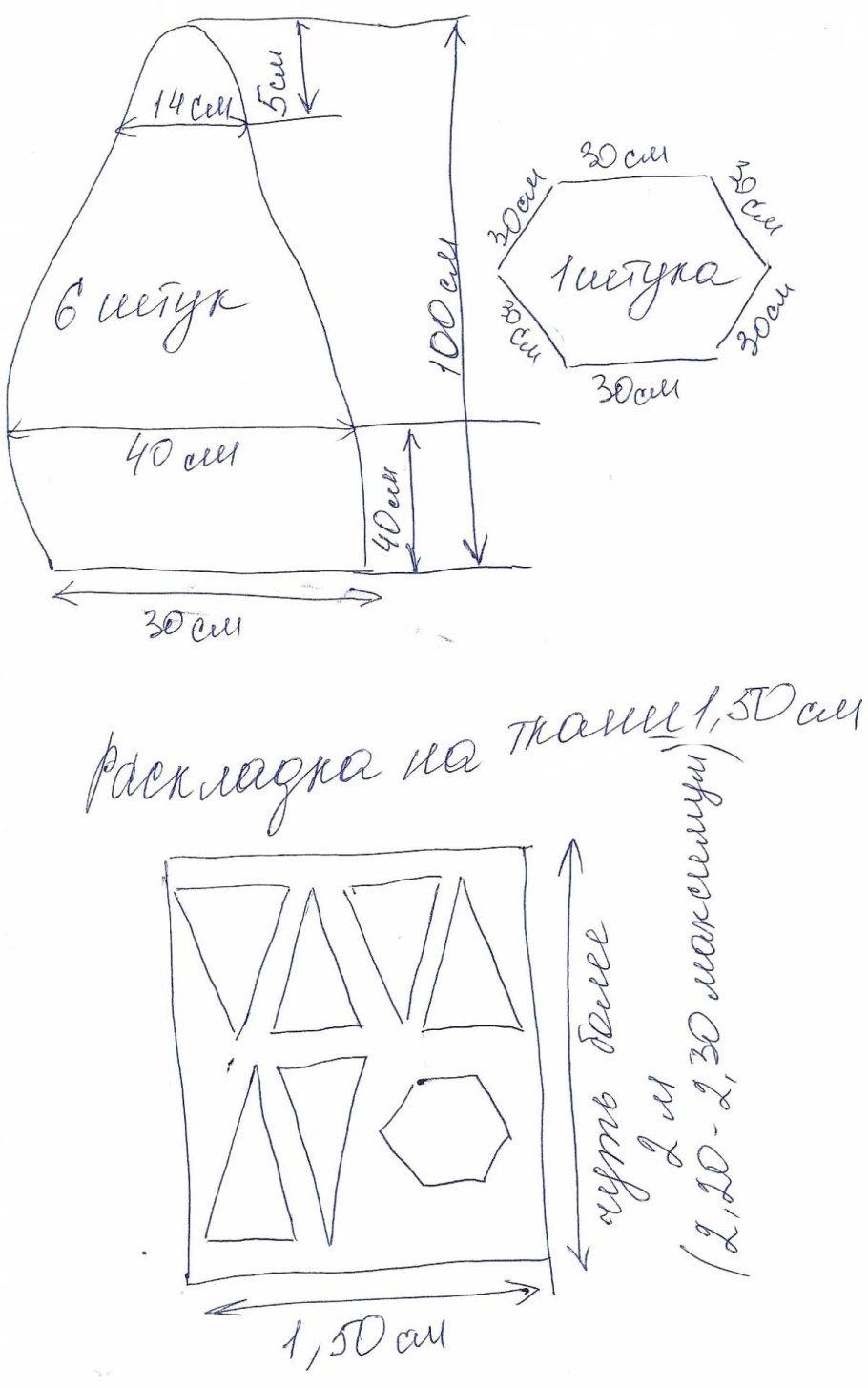 Выкройка кресла груши 130х90