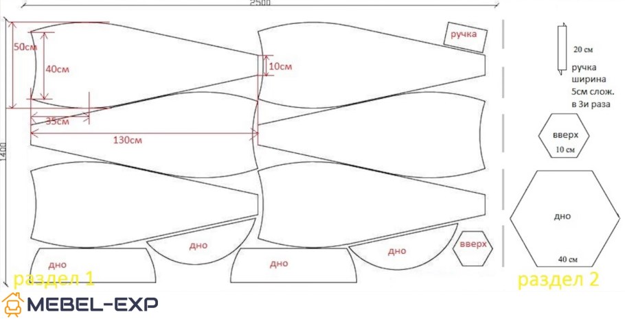 Выкройка кресло мешок груша