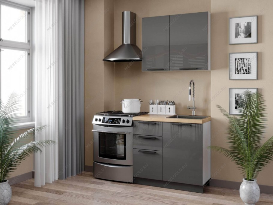 Виктория сб-240 кухня белый/антрацит глянец/базальт