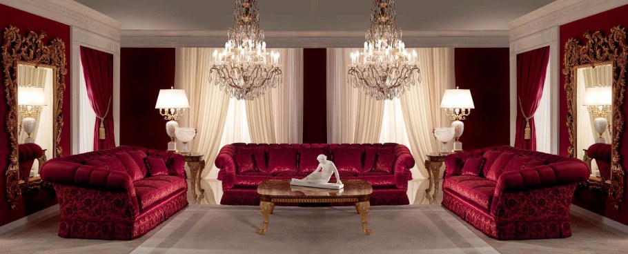 Бордовый диван классика