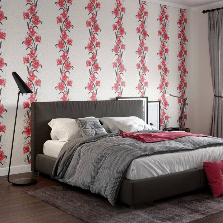 Сочетание обоев в спальне