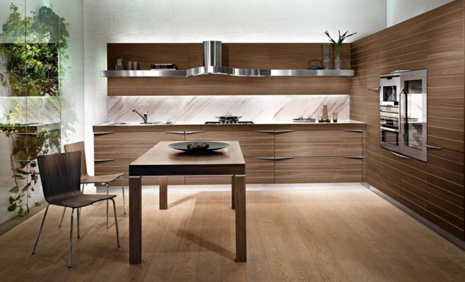 Современная кухня под дерево