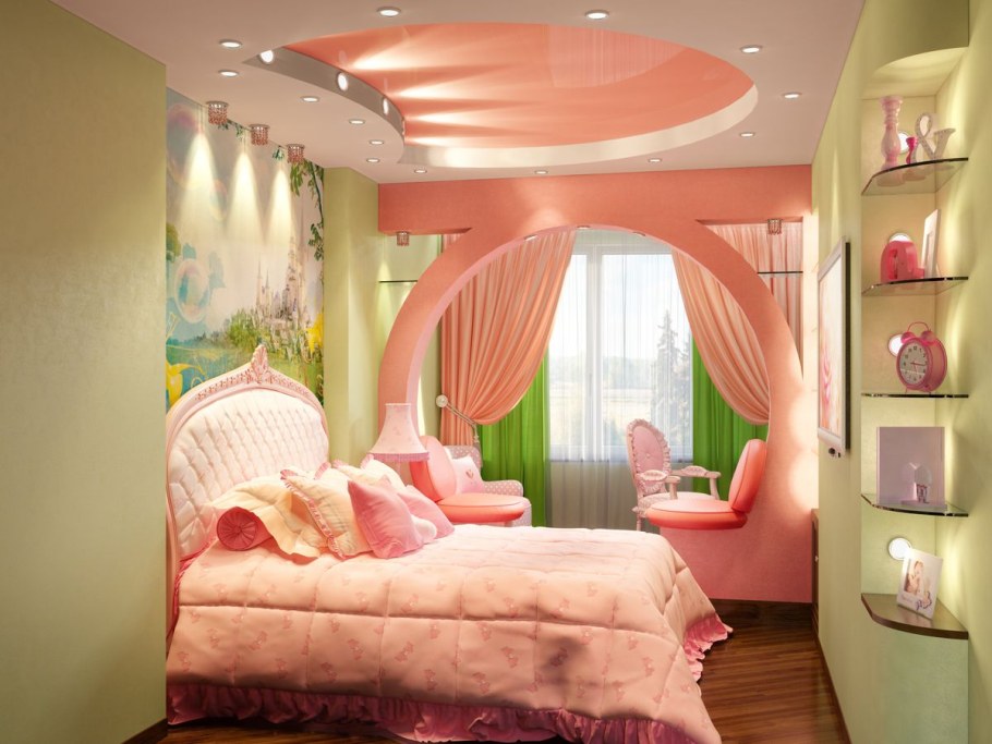 Потолки натяжные двухуровневые для спальни детской