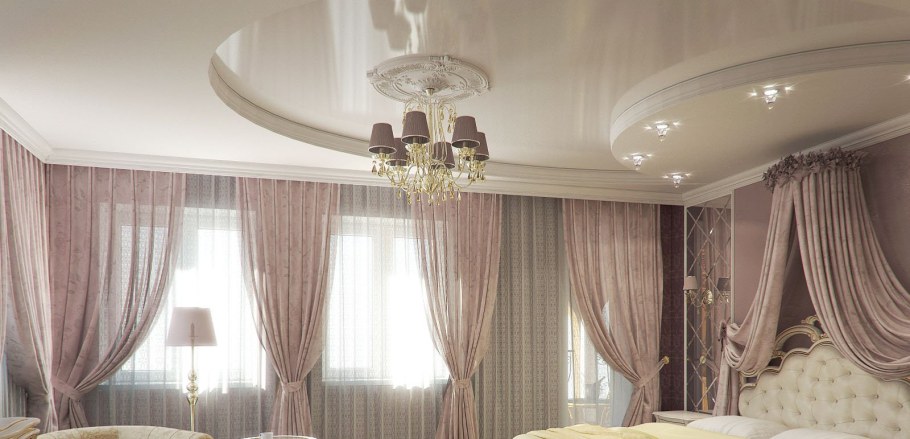 Натяжной потолок в спальне